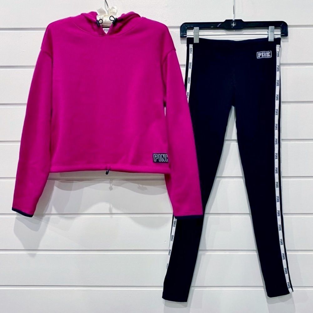 Victoria’s Secret PINK Crop Hoodie Top & Leggings